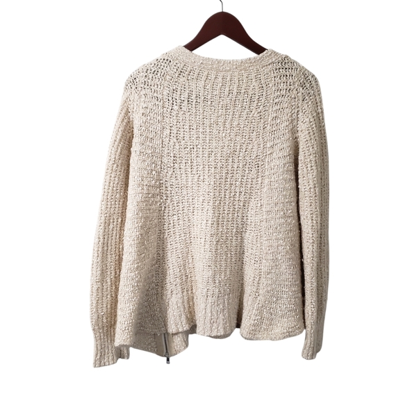 Anthropologie Moth Cotton Wool Alpaca Blend Chunky V-Neck Sweater Sz Medium - Picture 6 of 15